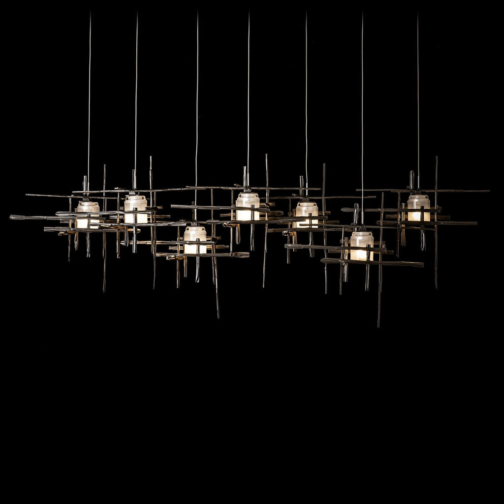 Tura 7-Light Frosted Glass Pendant 7-Light Cast Glass (YC) in Dark Smoke