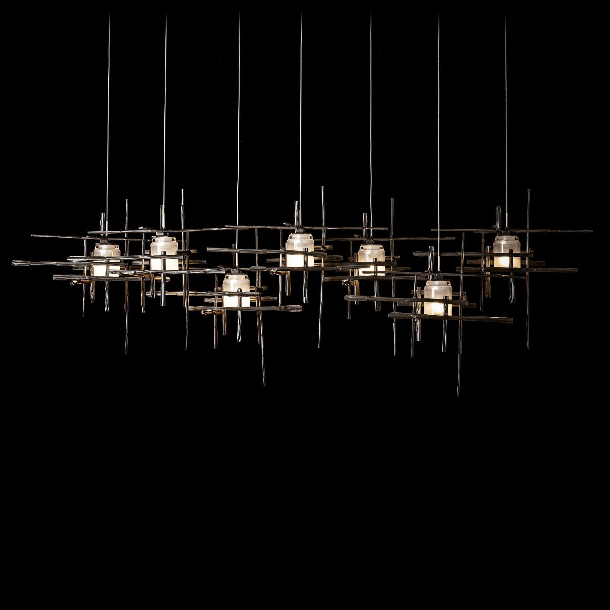Tura 7-Light Frosted Glass Pendant 7-Light Cast Glass (YC) in Dark Smoke