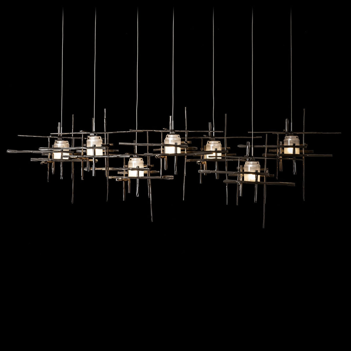Tura 7-Light Frosted Glass Pendant 7-Light Cast Glass (YC) in Dark Smoke
