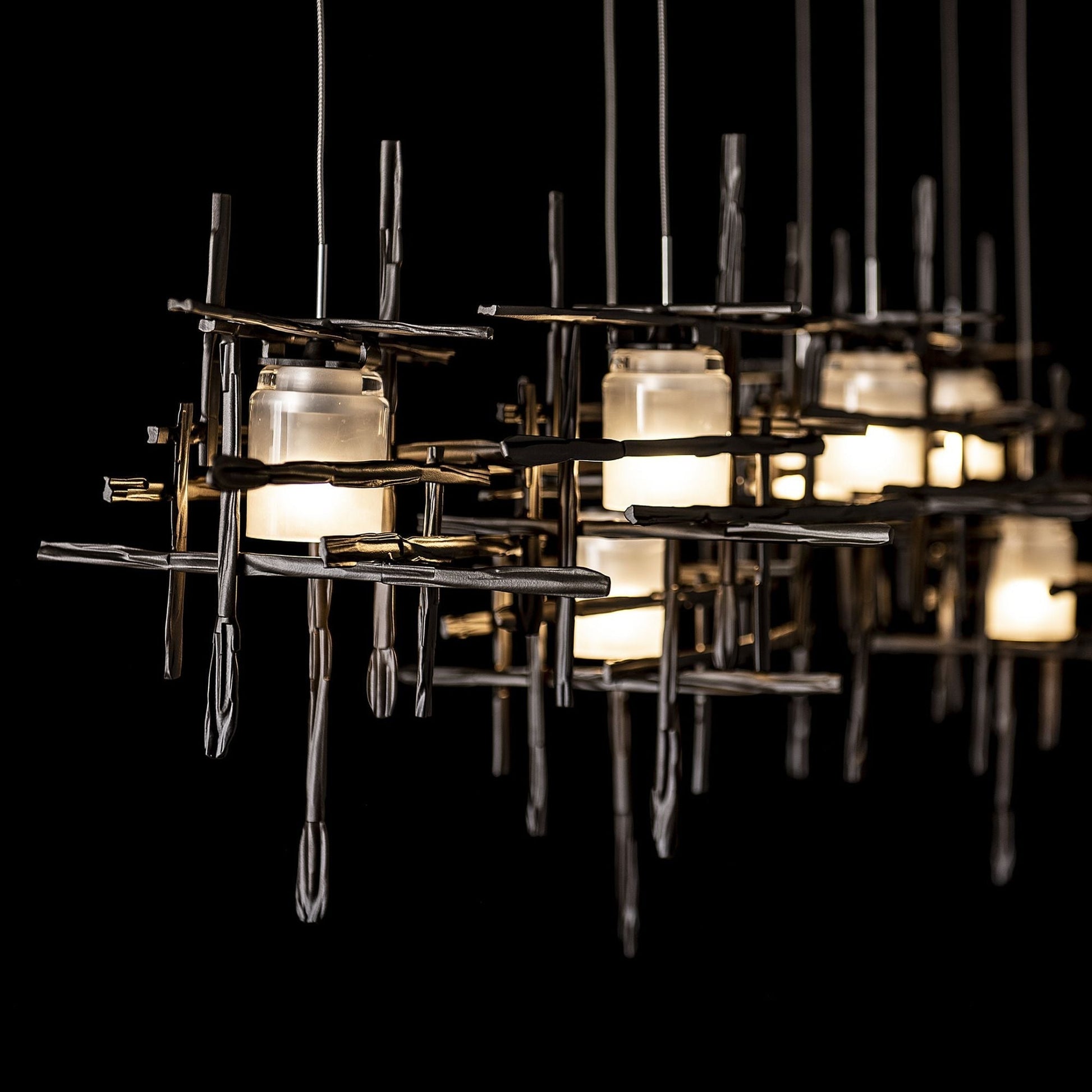 Tura 7-Light Frosted Glass Pendant 7-Light Cast Glass (YC) in Dark Smoke