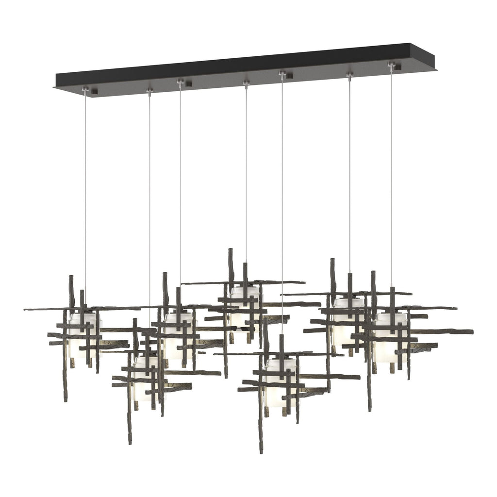 Tura 7-Light Frosted Glass Pendant 7-Light Cast Glass (YC) in Dark Smoke