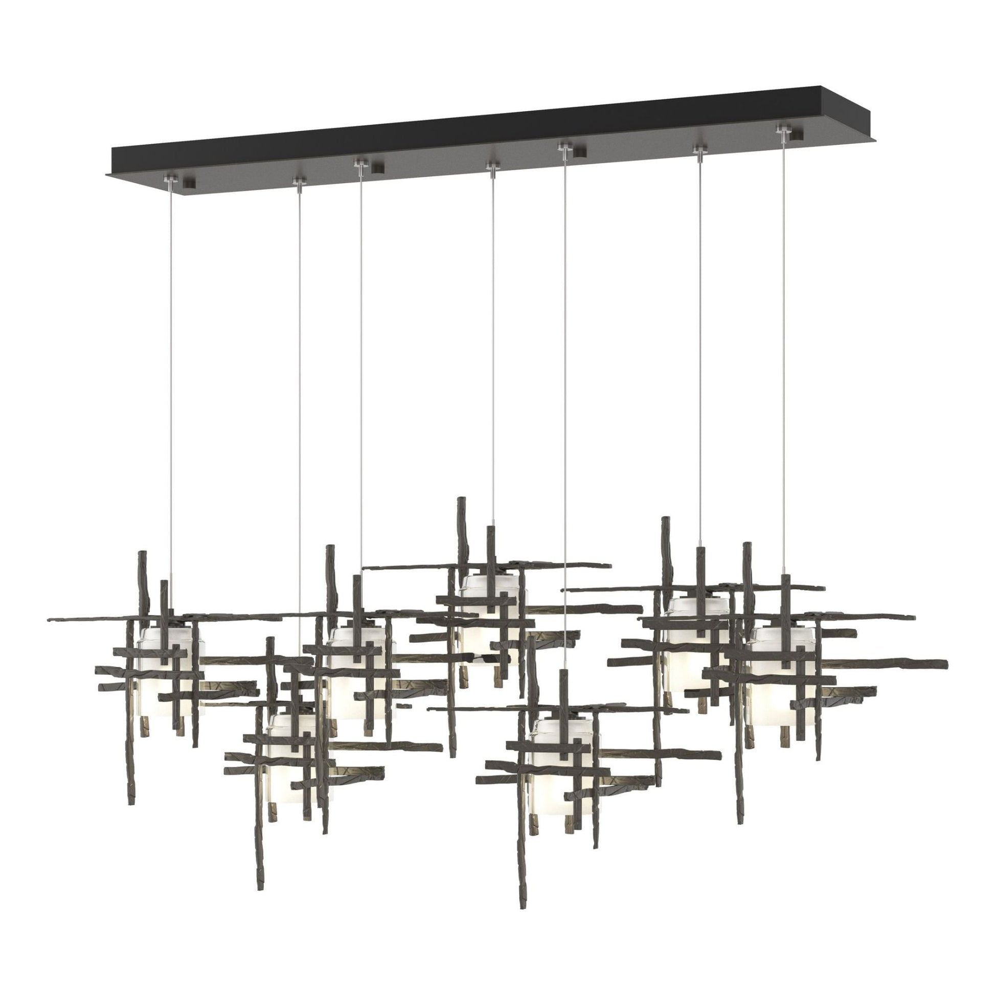 Tura 7-Light Frosted Glass Pendant 7-Light Cast Glass (YC) in Dark Smoke