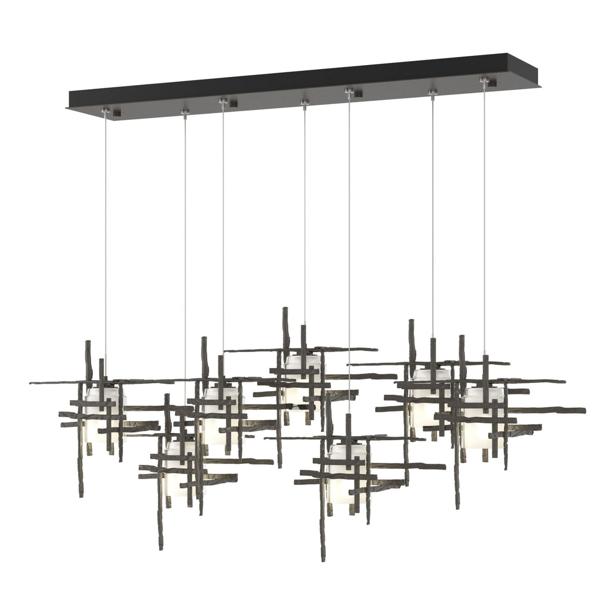 Tura 7-Light Frosted Glass Pendant 7-Light Cast Glass (YC) in Dark Smoke