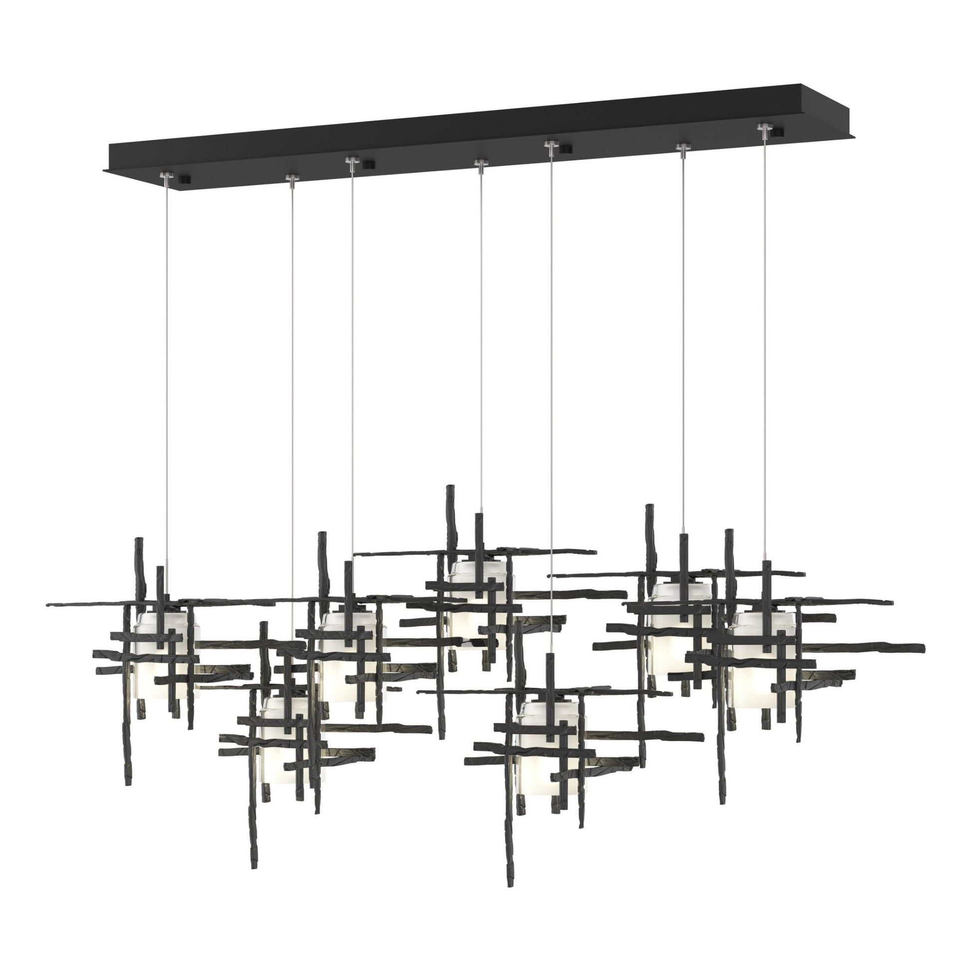 Tura 7-Light Frosted Glass Pendant 7-Light Cast Glass (YC) in Black