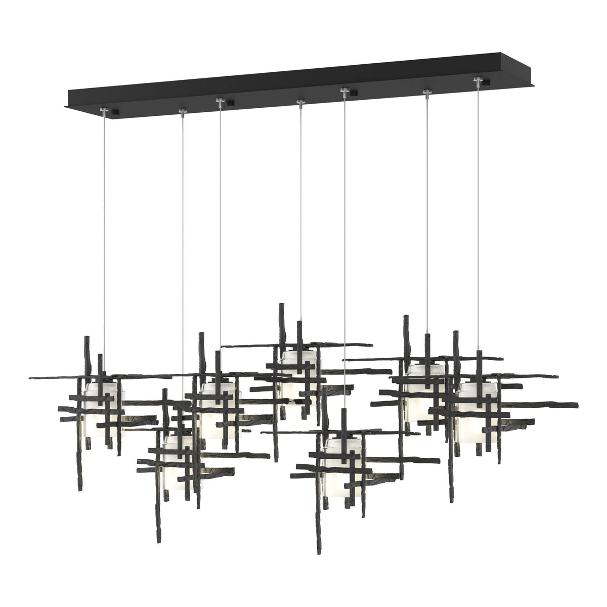 Tura 7-Light Frosted Glass Pendant 7-Light Cast Glass (YC) in Black