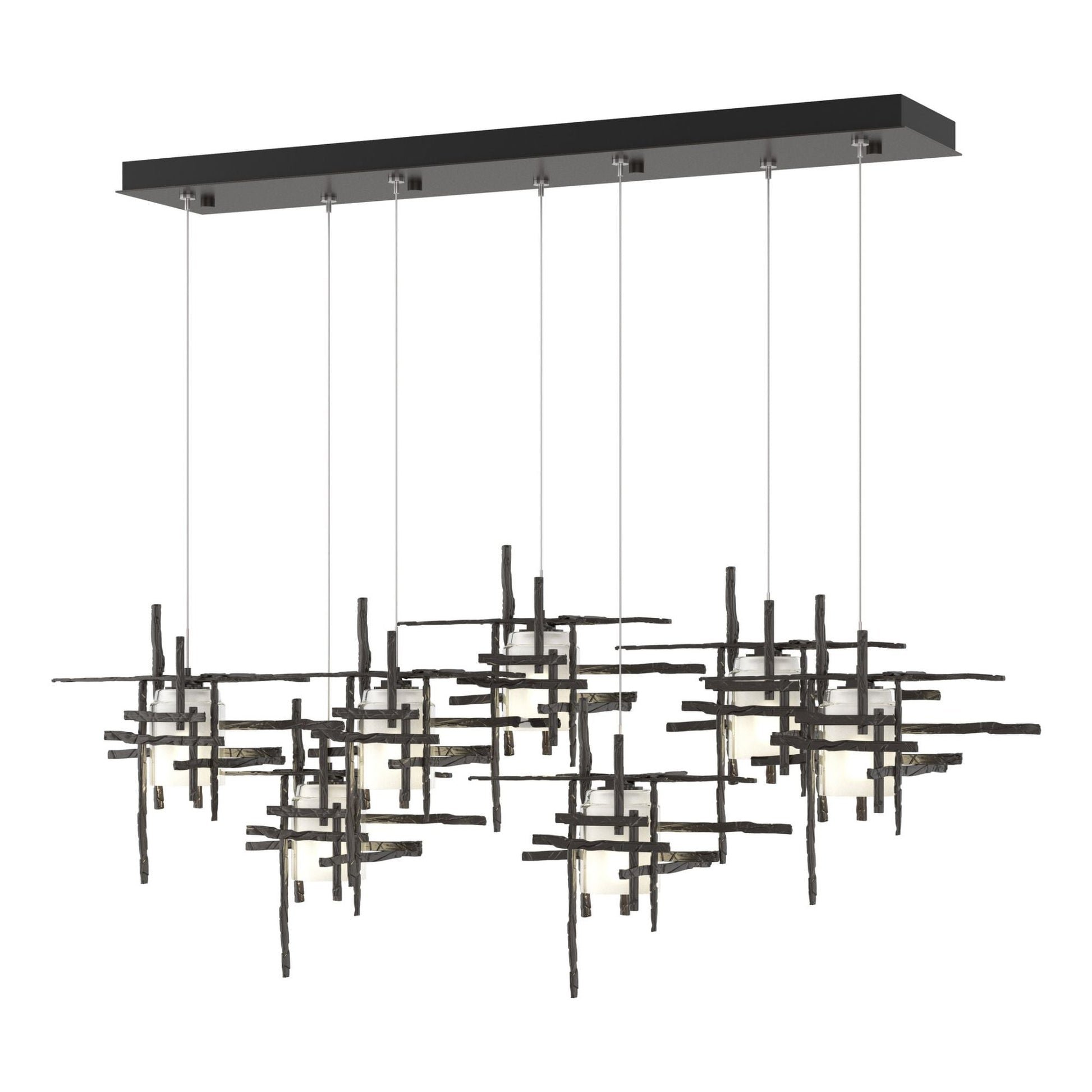 Tura 7-Light Frosted Glass Pendant 7-Light Cast Glass (YC) in Oil Rubbed Bronze