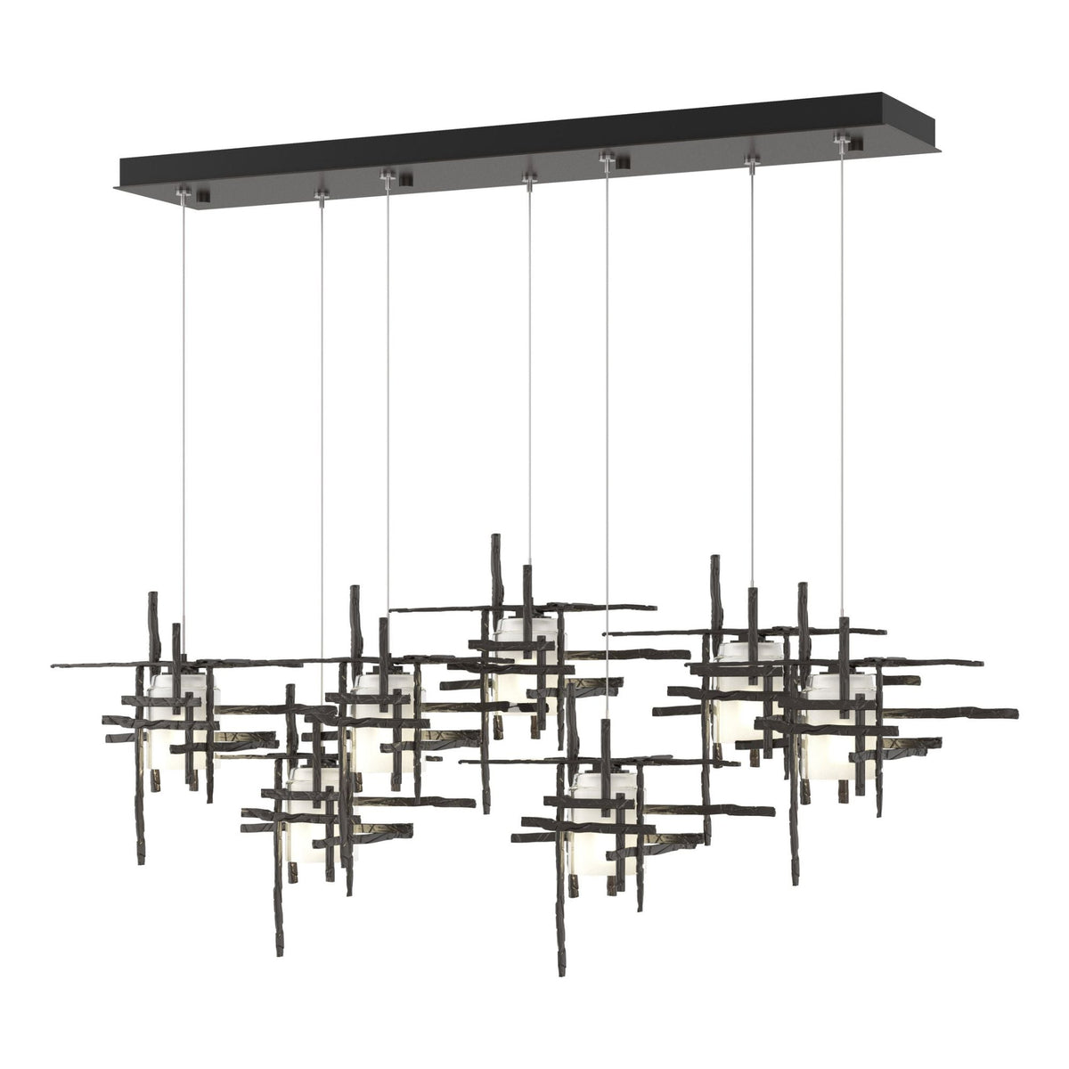 Tura 7-Light Frosted Glass Pendant 7-Light Cast Glass (YC) in Oil Rubbed Bronze