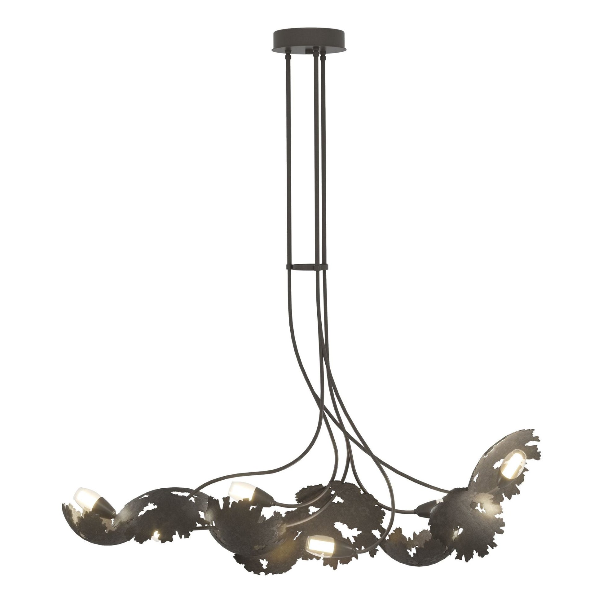 Pangea 6-Light Linear Pendant 6-Light Clear Glass with Frosted Diffuser (YE) in Dark Smoke