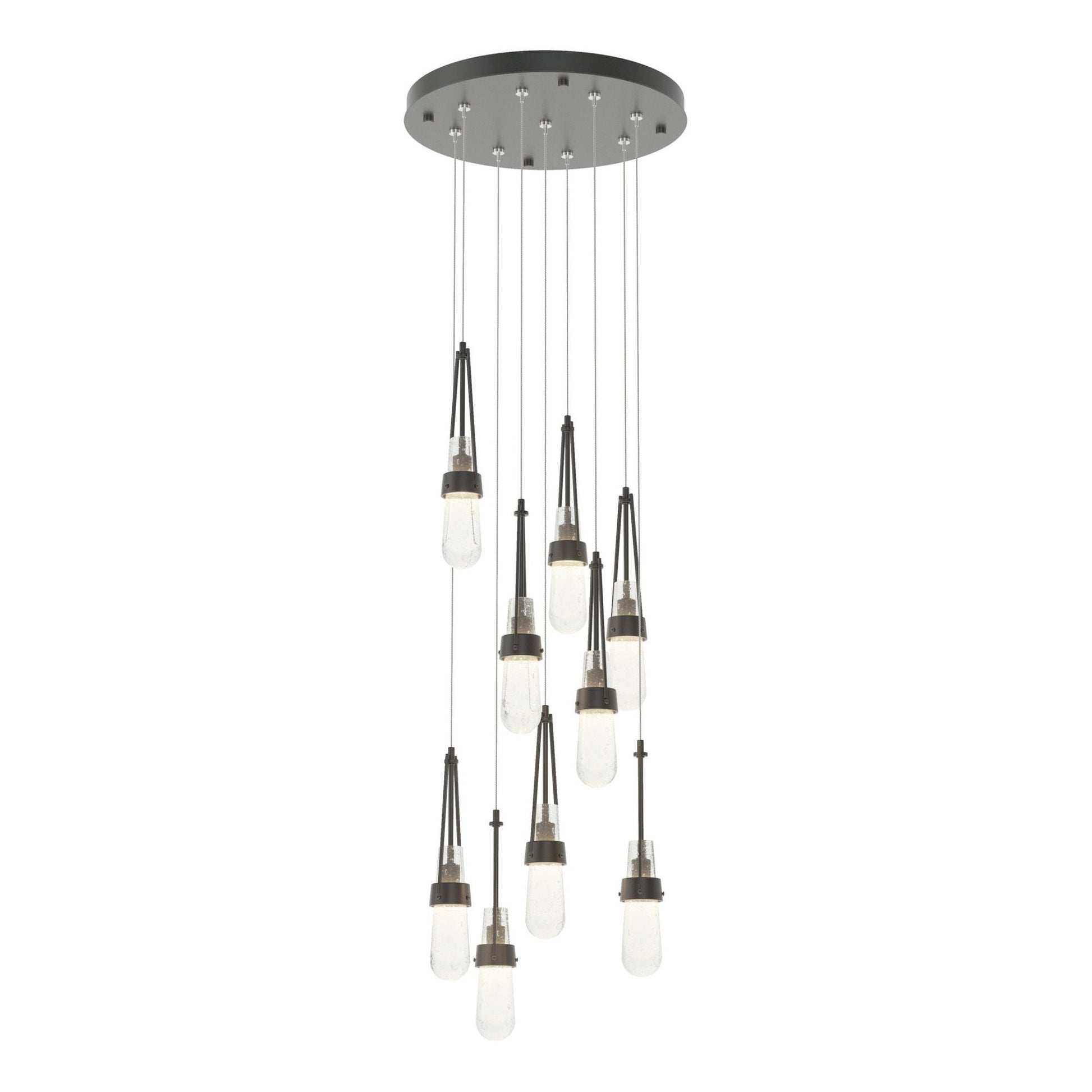 Link 9-Light Blown Glass Pendant 9-Light Clear Bubble Glass (YG) in Black