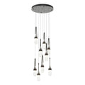 Link 9-Light Blown Glass Pendant 9-Light Clear Glass with White Threading (YJ) in Black