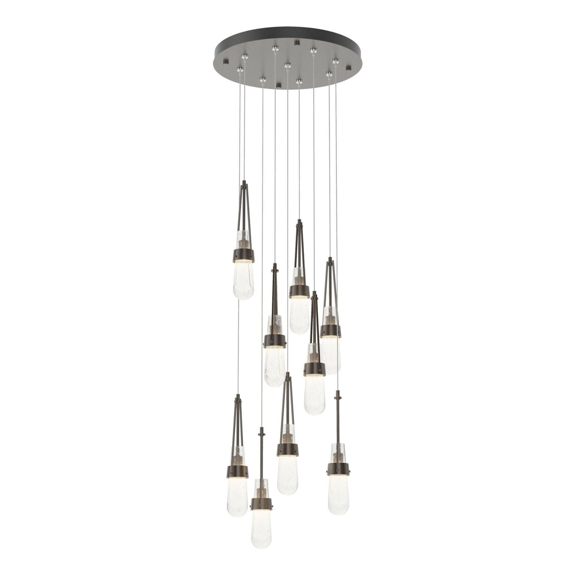 Link 9-Light Blown Glass Pendant 9-Light Clear Bubble Glass (YG) in Oil Rubbed Bronze
