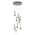 Link 9-Light Blown Glass Pendant 9-Light Clear Glass with White Threading (YJ) in Oil Rubbed Bronze