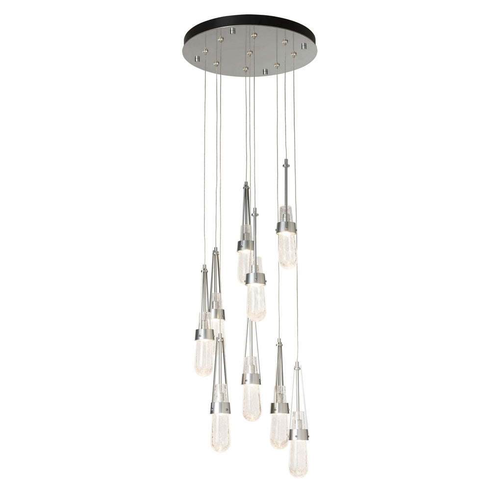 Link 9-Light Blown Glass Pendant 9-Light Clear Bubble Glass (YG) in Sterling