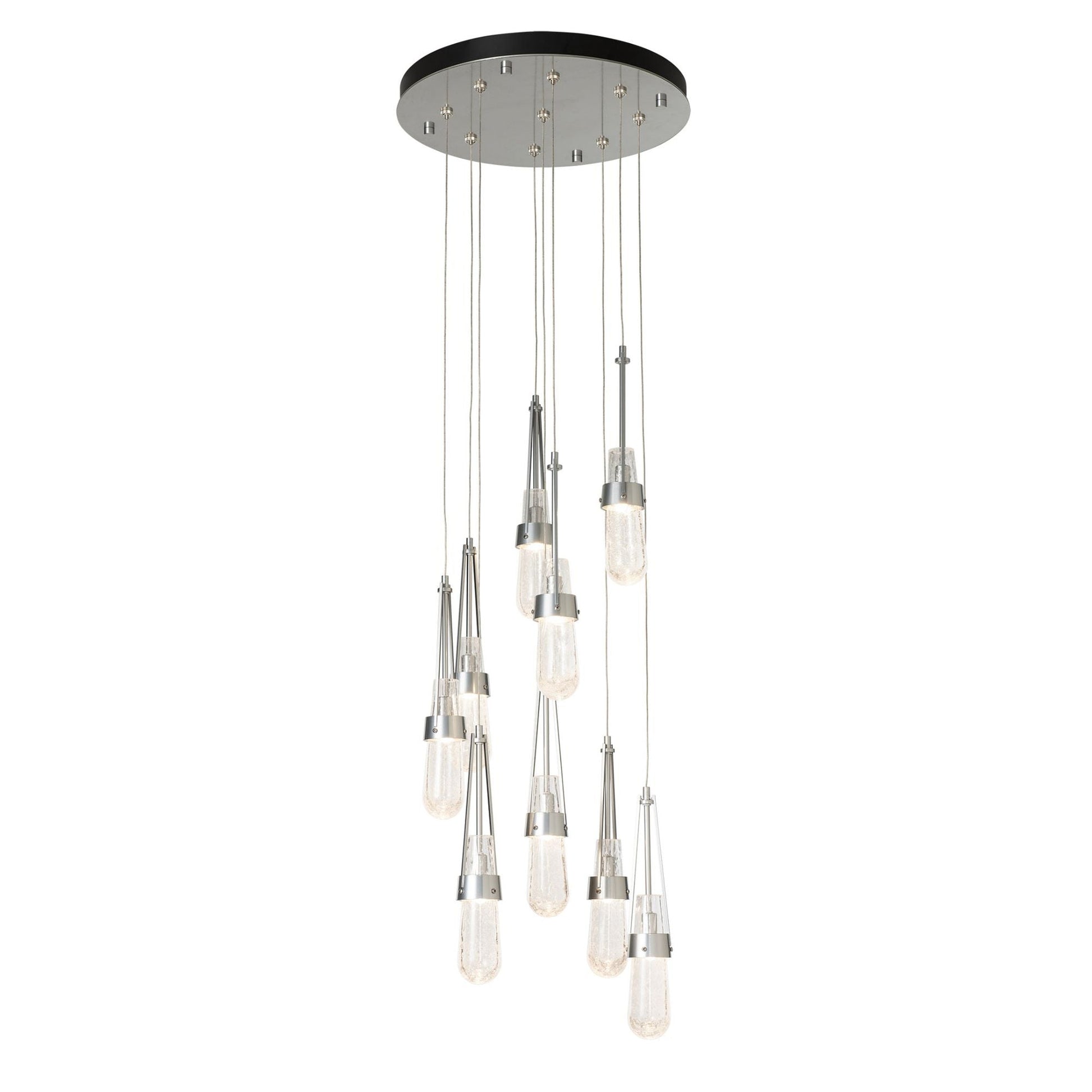 Link 9-Light Blown Glass Pendant 9-Light Clear Bubble Glass (YG) in Sterling