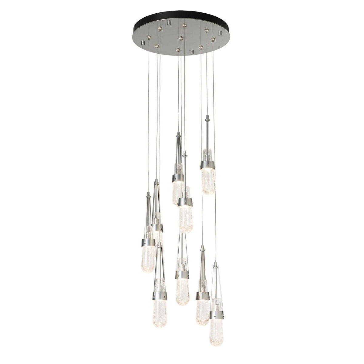Link 9-Light Blown Glass Pendant 9-Light Clear Bubble Glass (YG) in Sterling