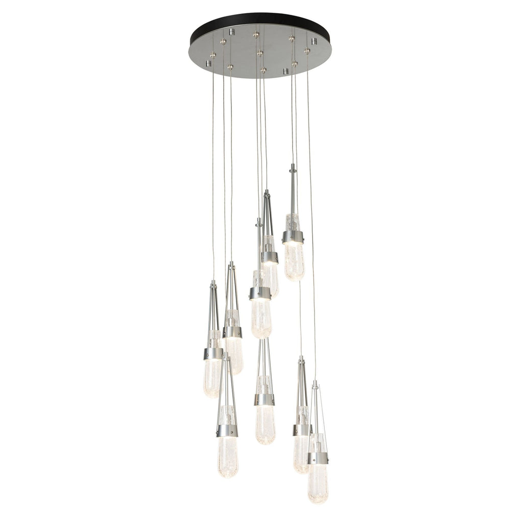 Link 9-Light Blown Glass Pendant 9-Light Clear Bubble Glass (YG) in Sterling