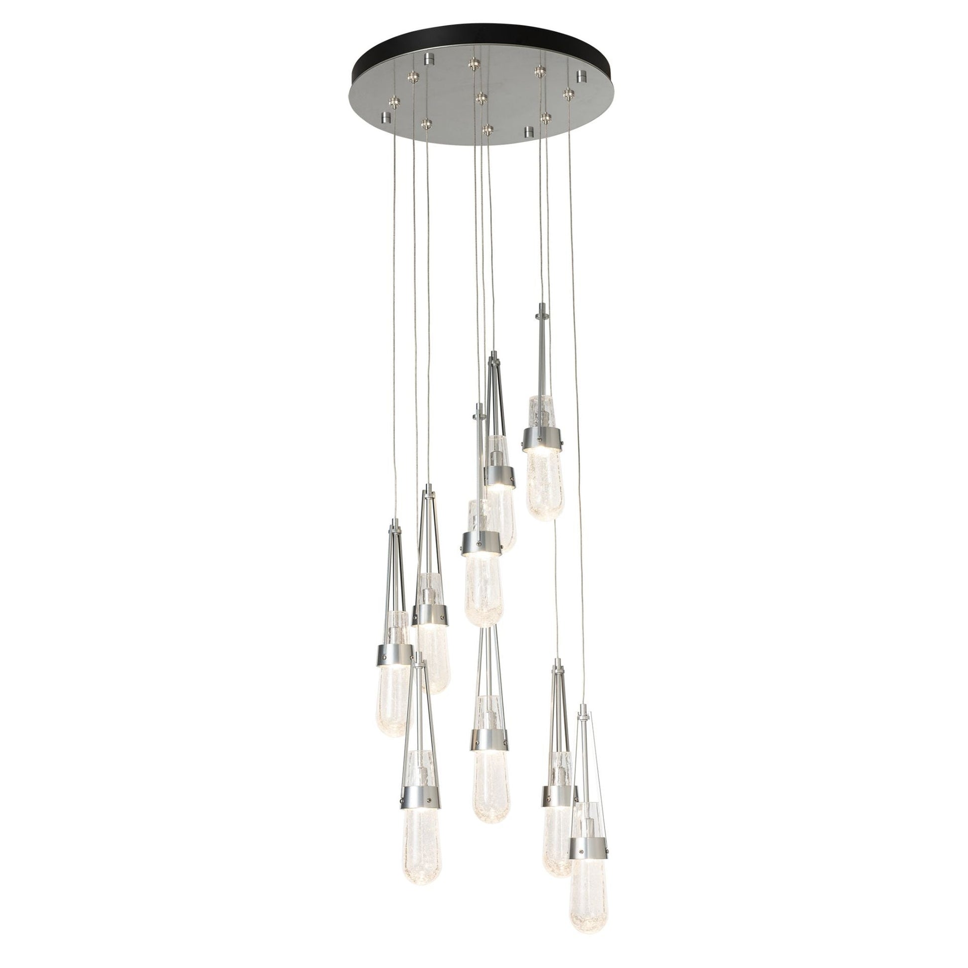 Link 9-Light Blown Glass Pendant 9-Light Clear Bubble Glass (YG) in Sterling