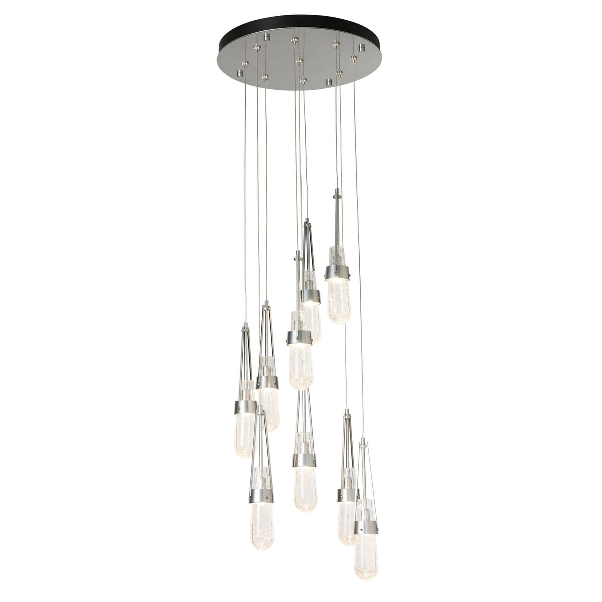 Link 9-Light Blown Glass Pendant 9-Light Clear Bubble Glass (YG) in Sterling