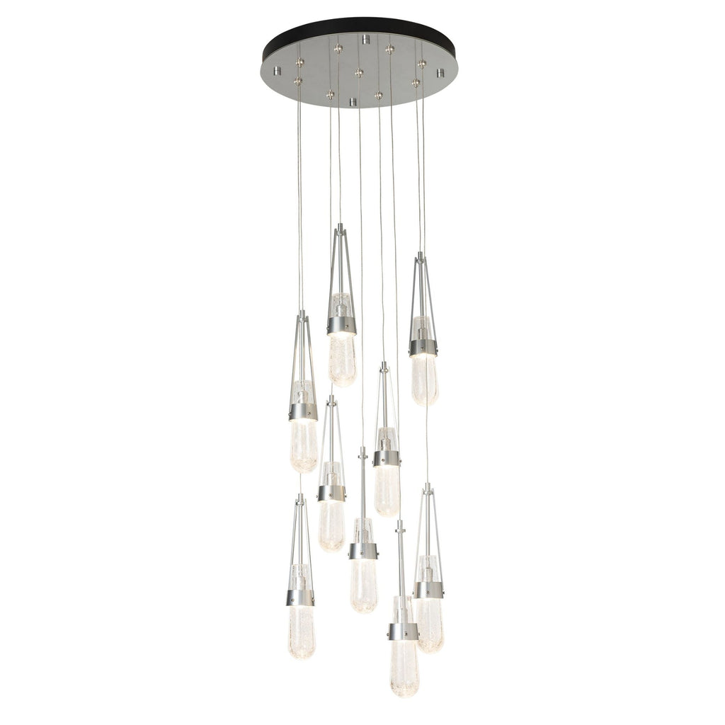 Link 9-Light Blown Glass Pendant 9-Light Clear Bubble Glass (YG) in Sterling