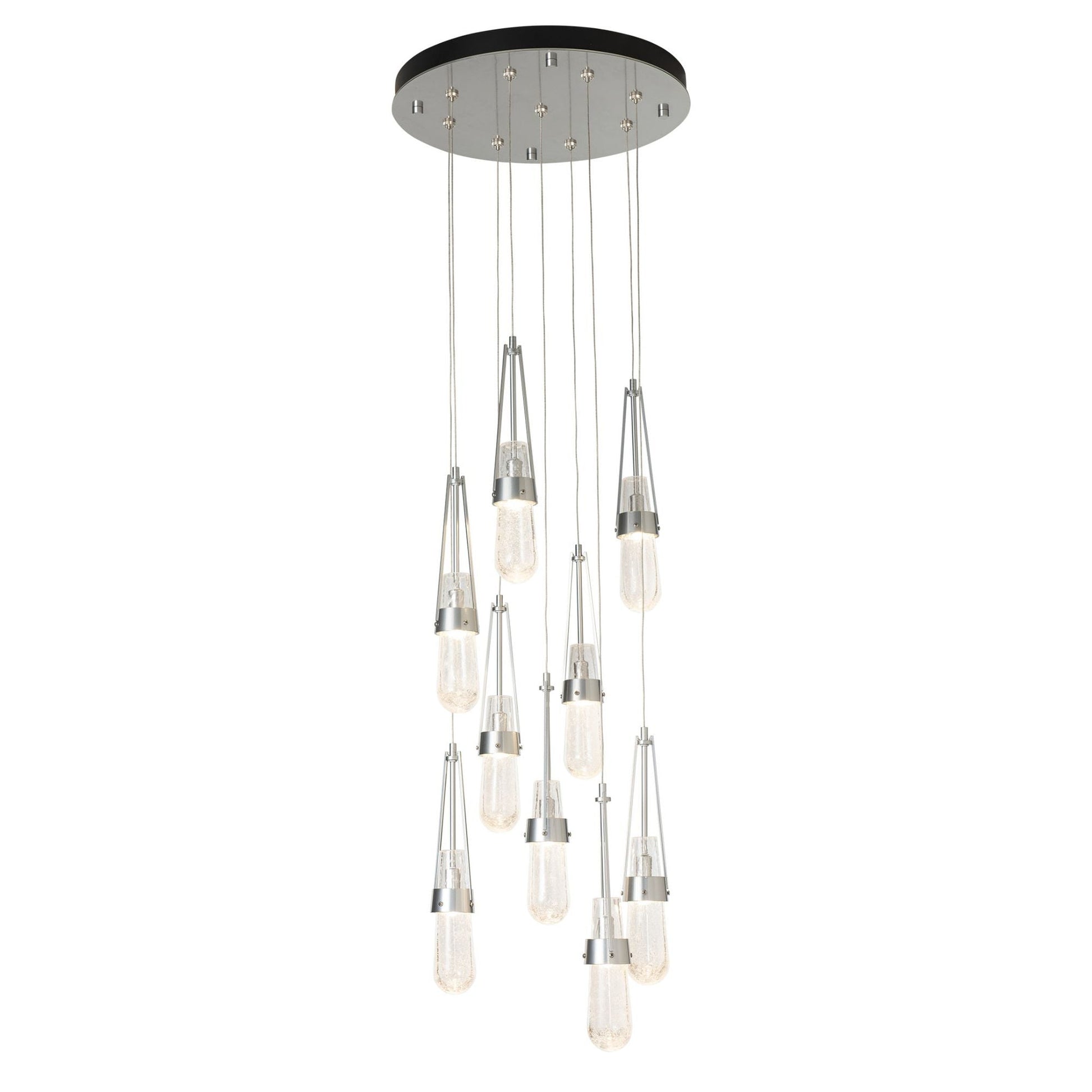 Link 9-Light Blown Glass Pendant 9-Light Clear Bubble Glass (YG) in Sterling