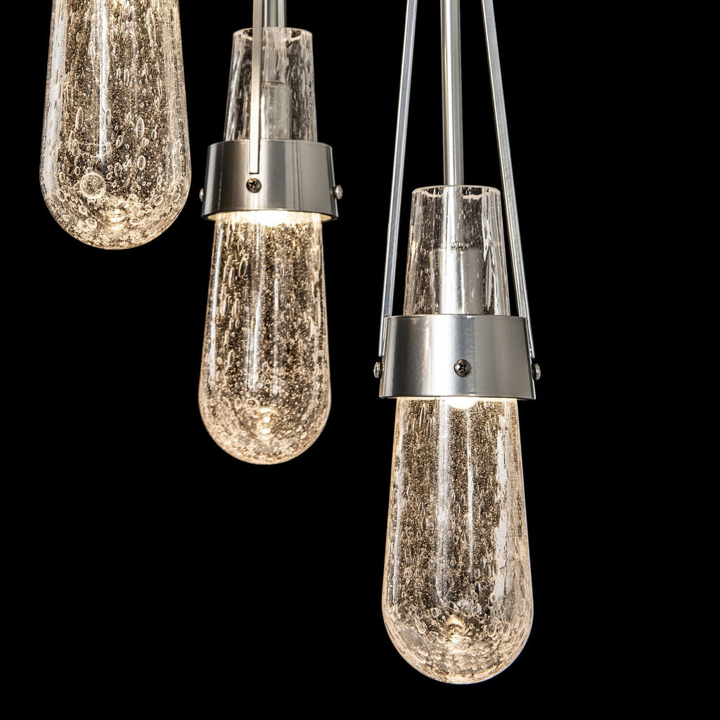 Link 9-Light Blown Glass Pendant 9-Light Clear Bubble Glass (YG) in Sterling