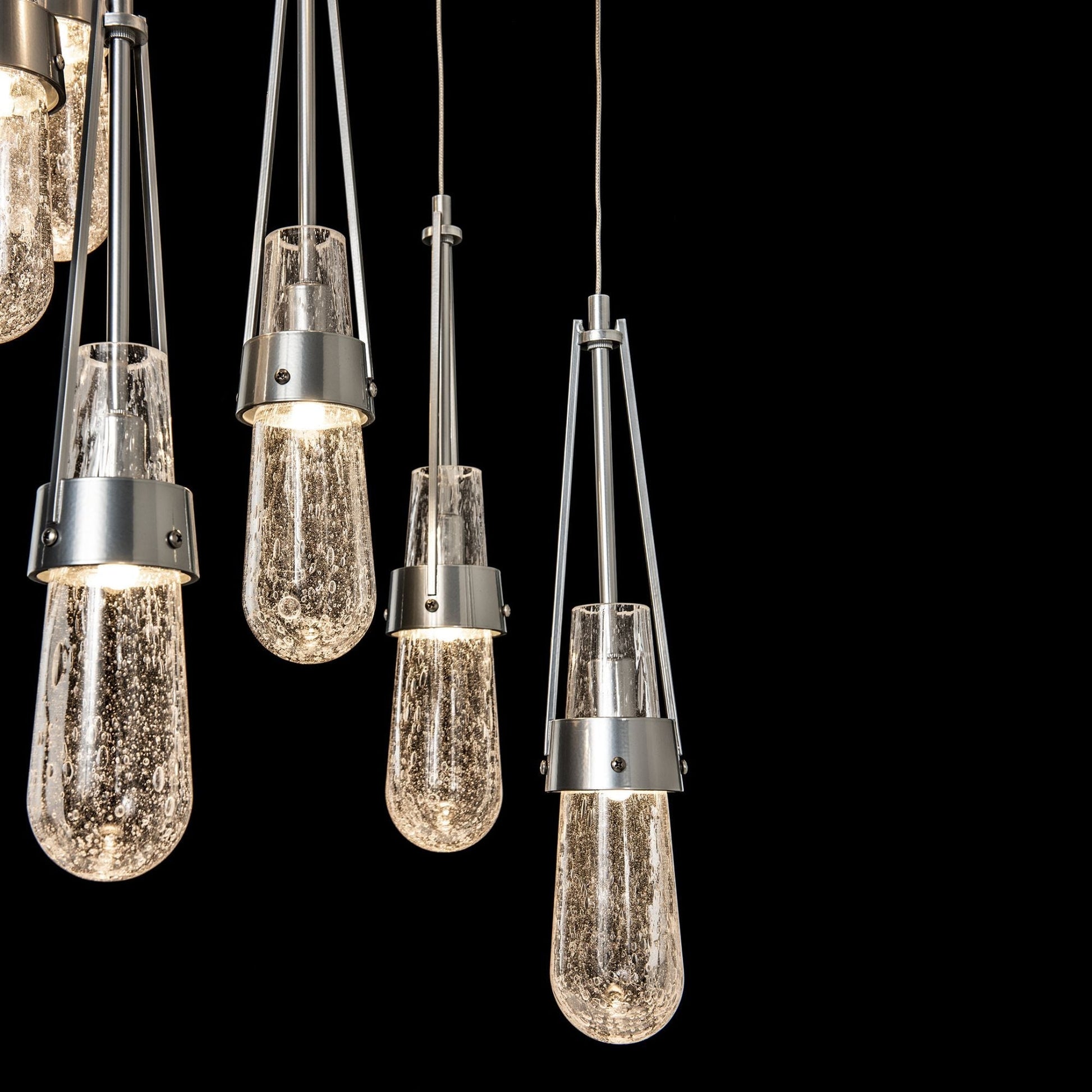 Link 9-Light Blown Glass Pendant 9-Light Clear Bubble Glass (YG) in Sterling