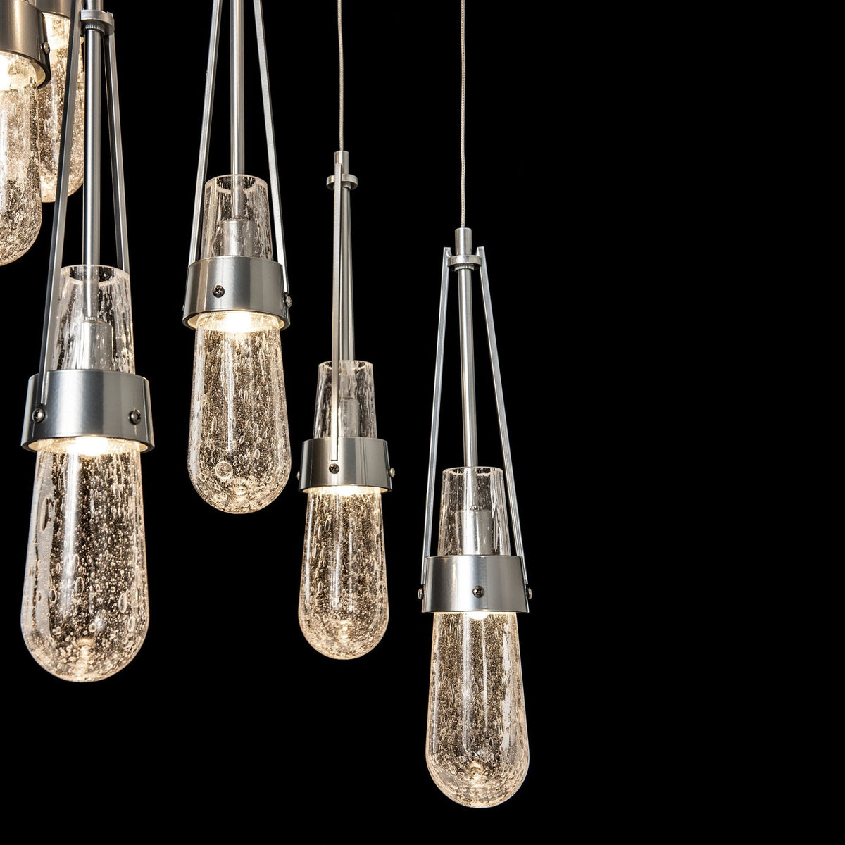Link 9-Light Blown Glass Pendant 9-Light Clear Bubble Glass (YG) in Sterling