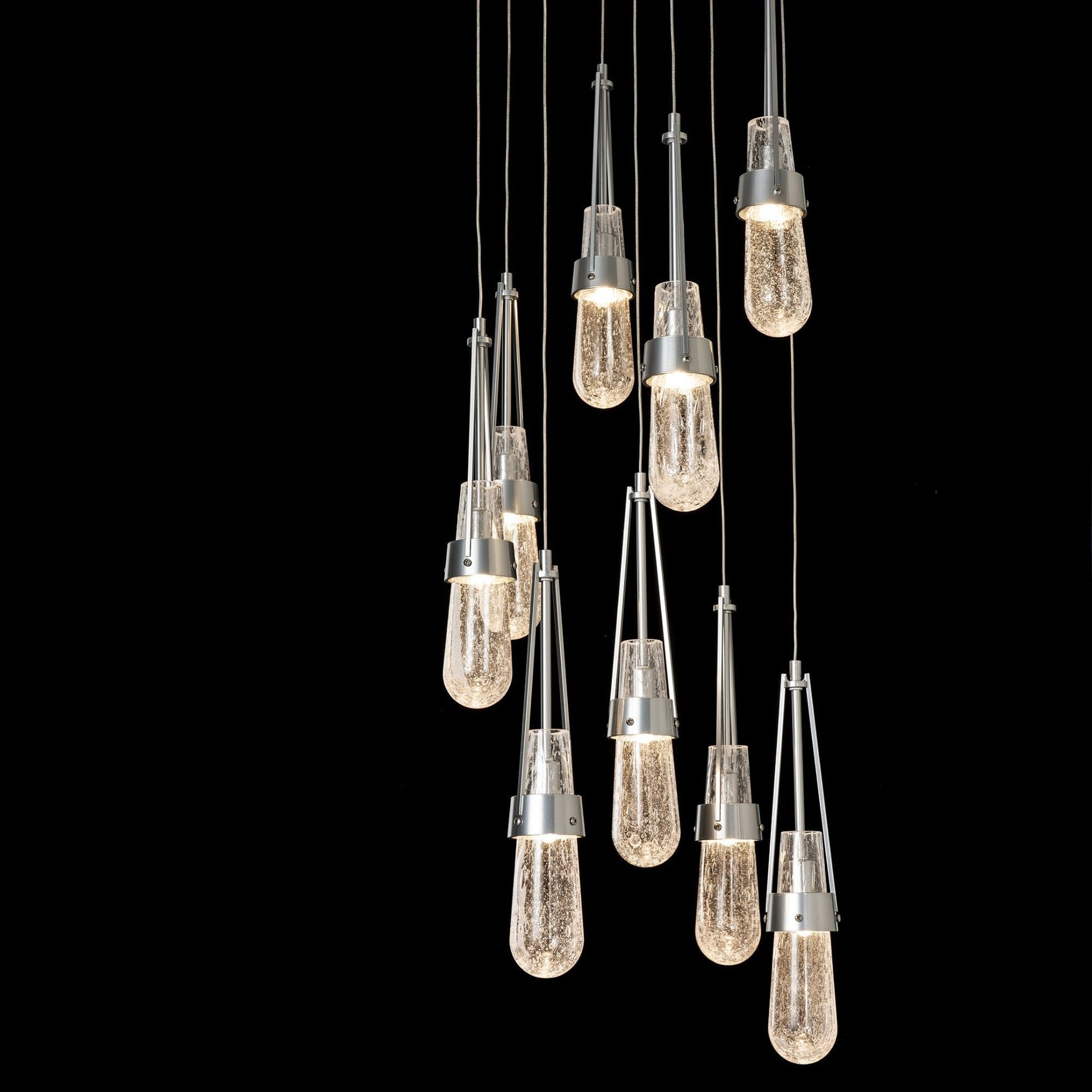 Link 9-Light Blown Glass Pendant 9-Light Clear Bubble Glass (YG) in Sterling