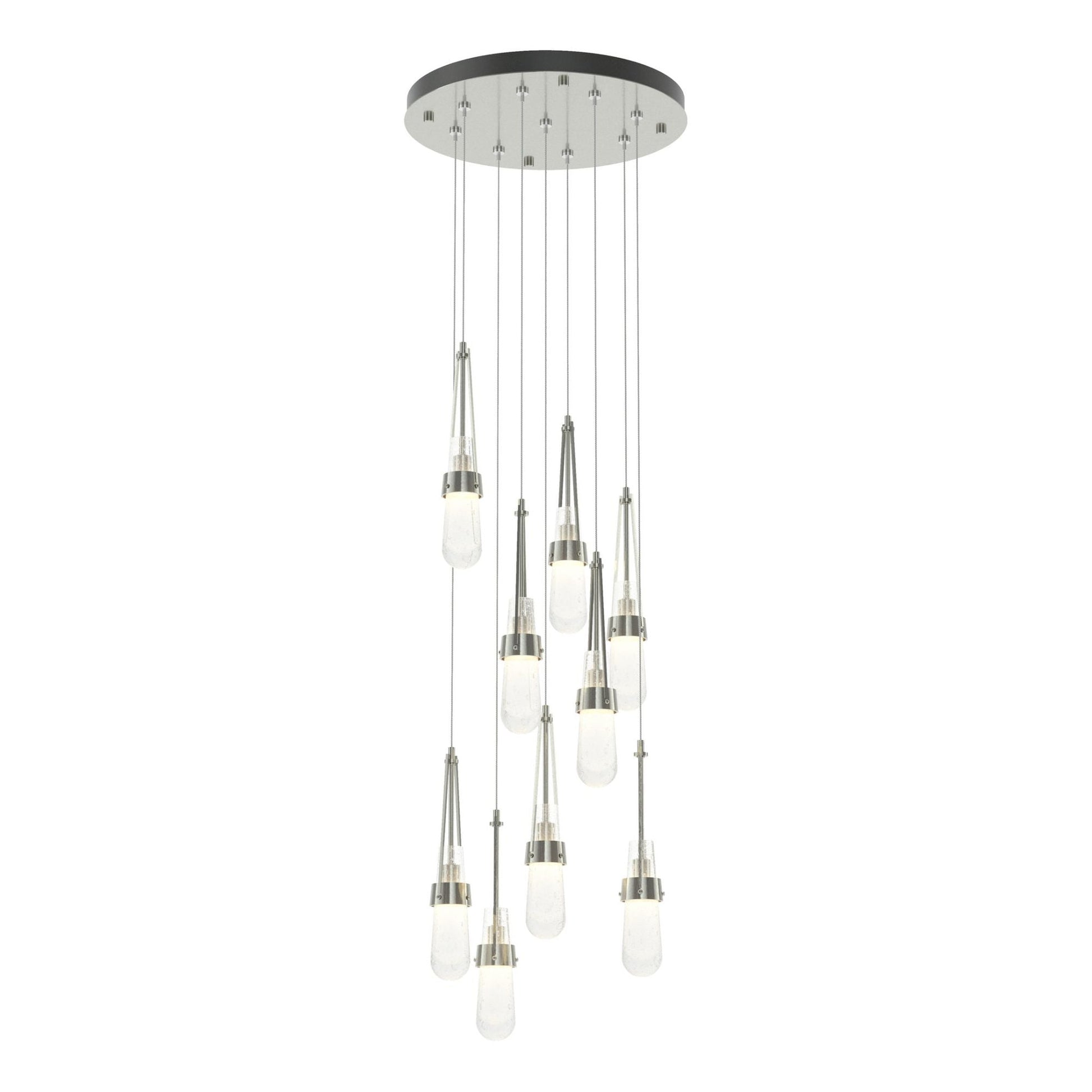 Link 9-Light Blown Glass Pendant 9-Light Clear Bubble Glass (YG) in Sterling