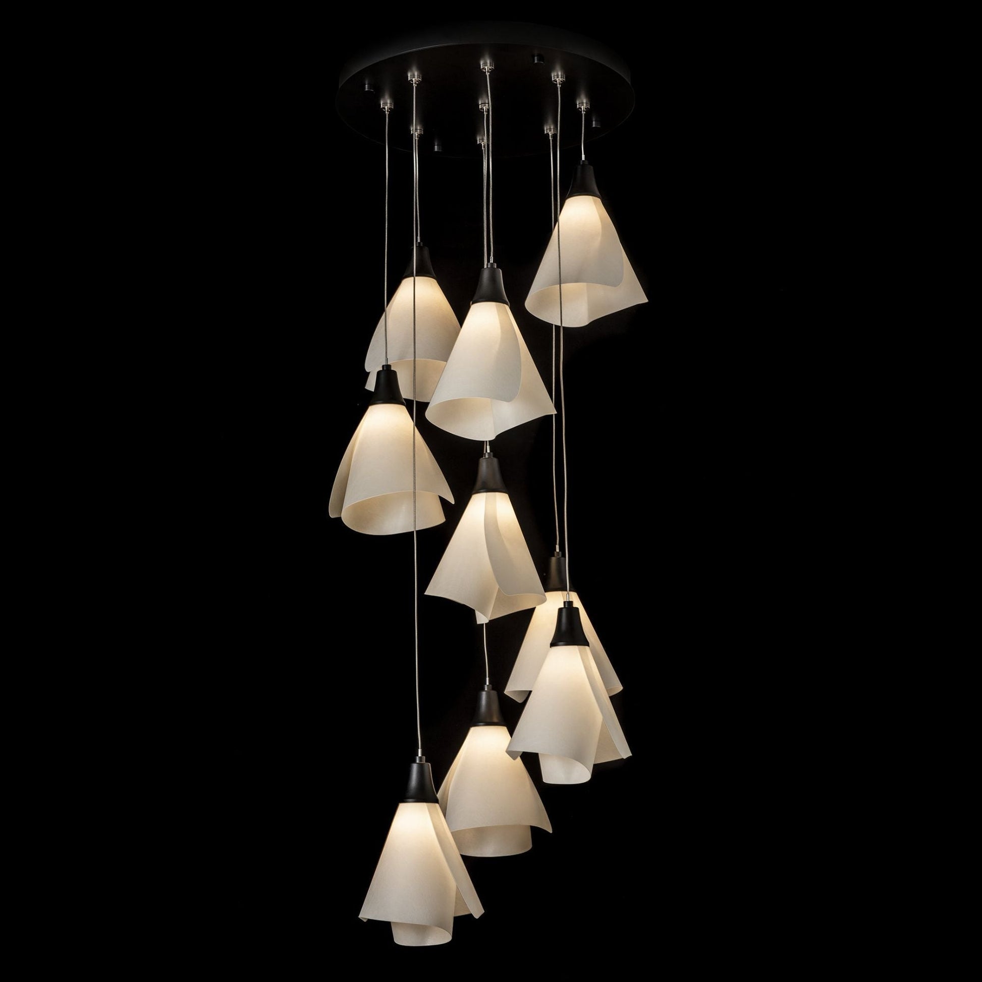 Mobius 9-Light Pendant 9-Light Spun Frost (SH) in Black