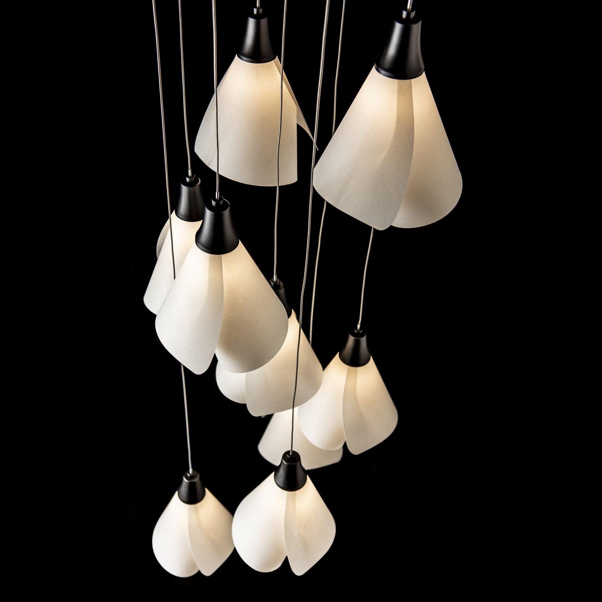 Mobius 9-Light Pendant 9-Light Spun Frost (SH) in Black