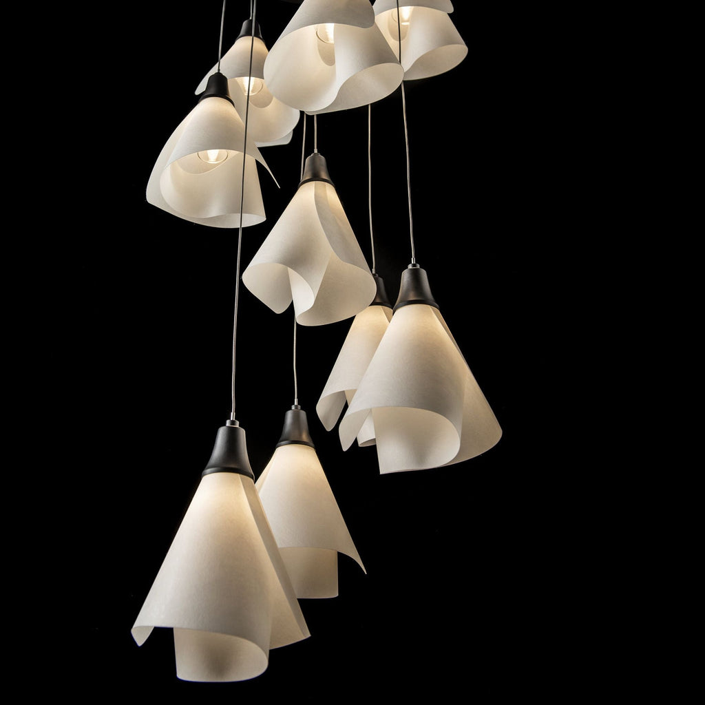 Mobius 9-Light Pendant 9-Light Spun Frost (SH) in Black