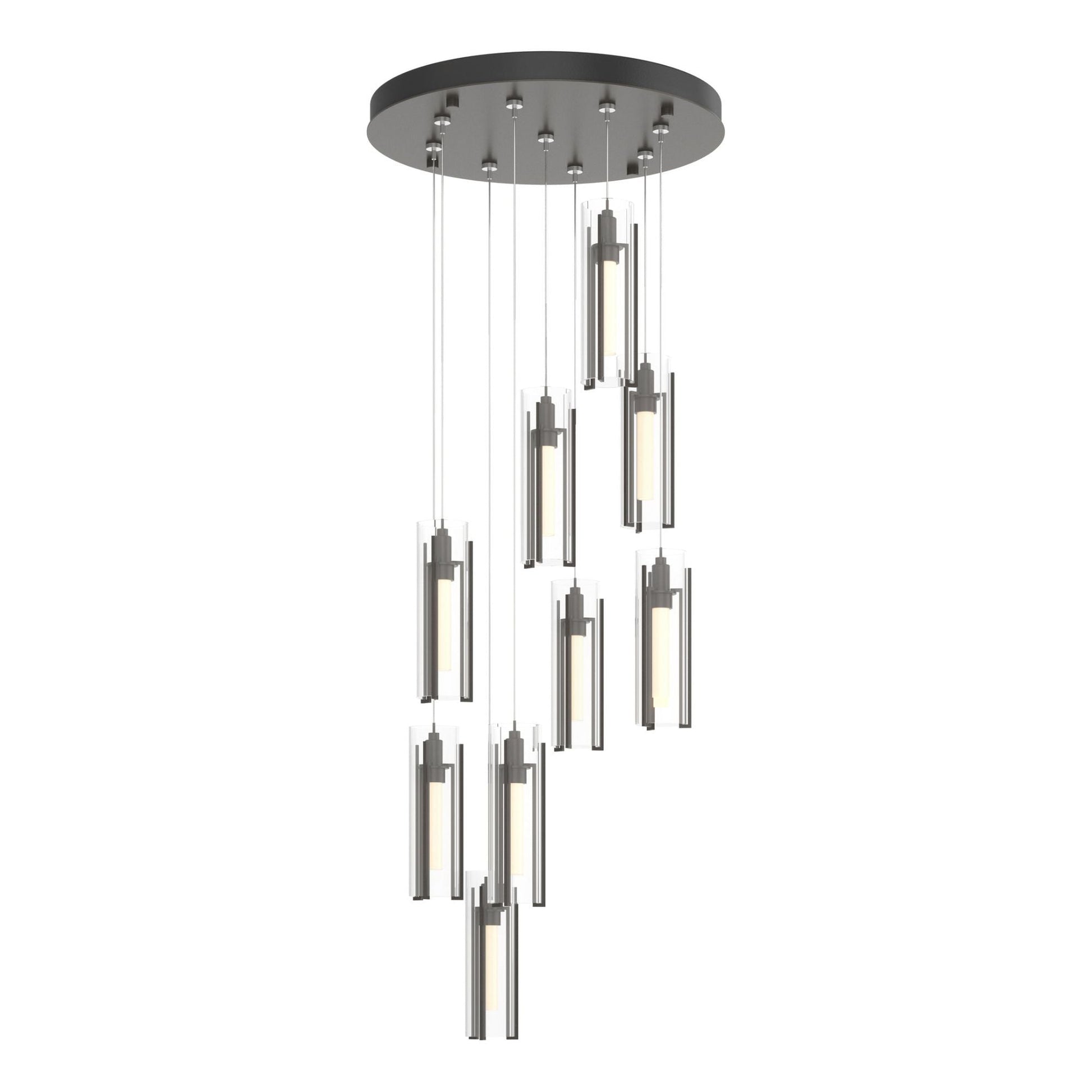 Exos Glass 9-Light Pendant 9-Light Clear Glass (ZM) in Dark Smoke