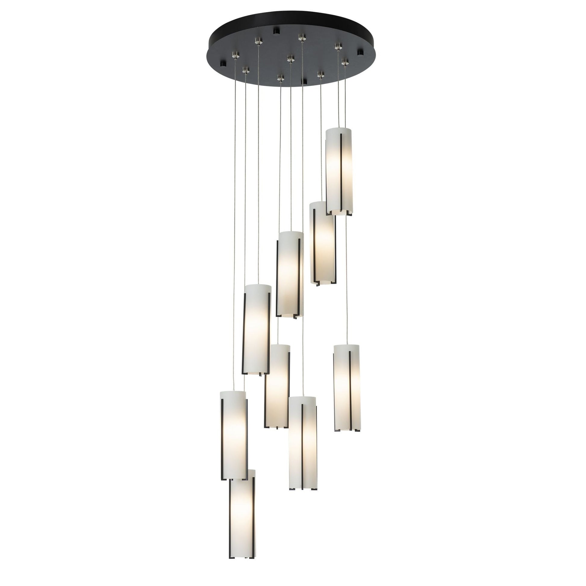 Exos Glass 9-Light Pendant 9-Light Opal Glass (GG) in Black