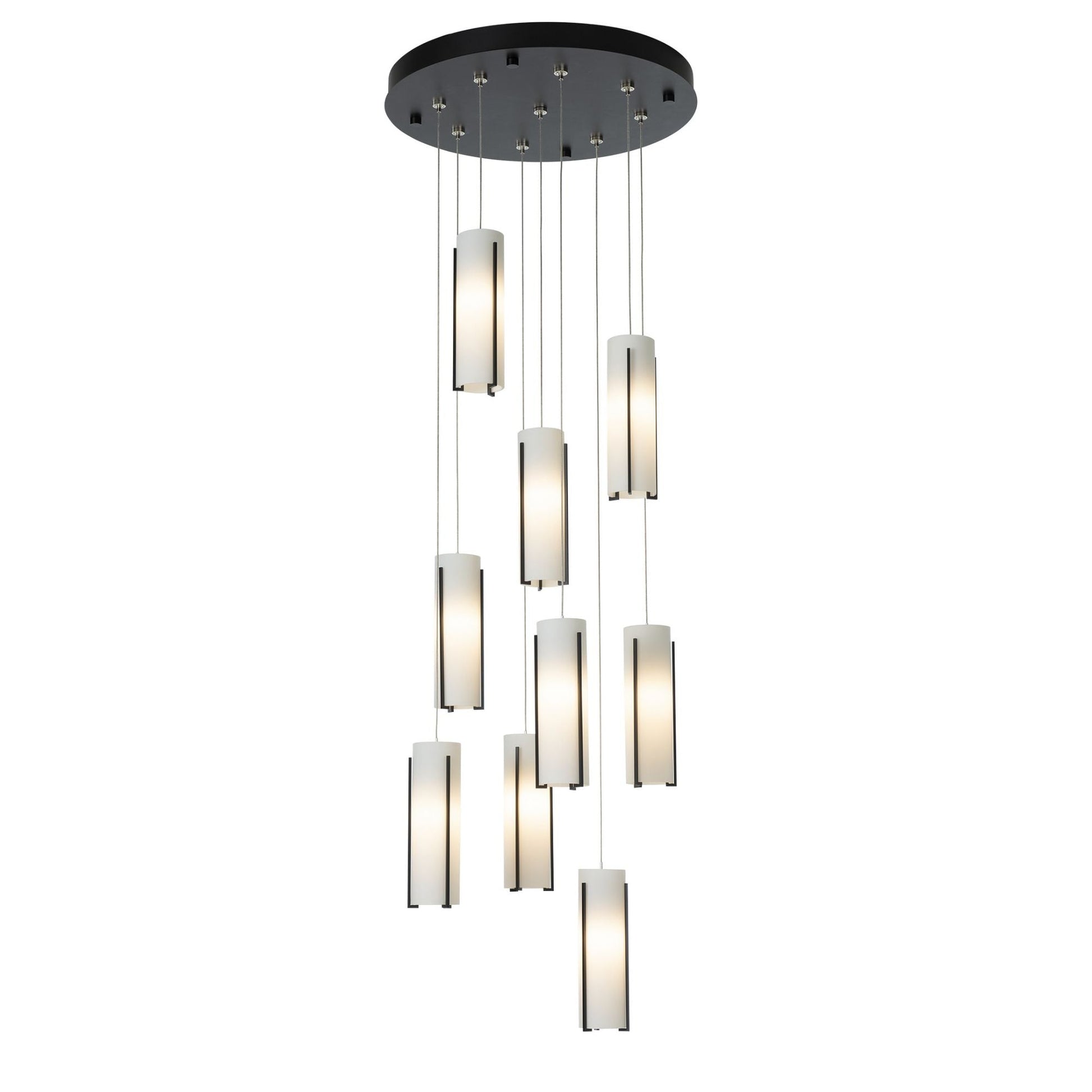 Exos Glass 9-Light Pendant 9-Light Opal Glass (GG) in Black