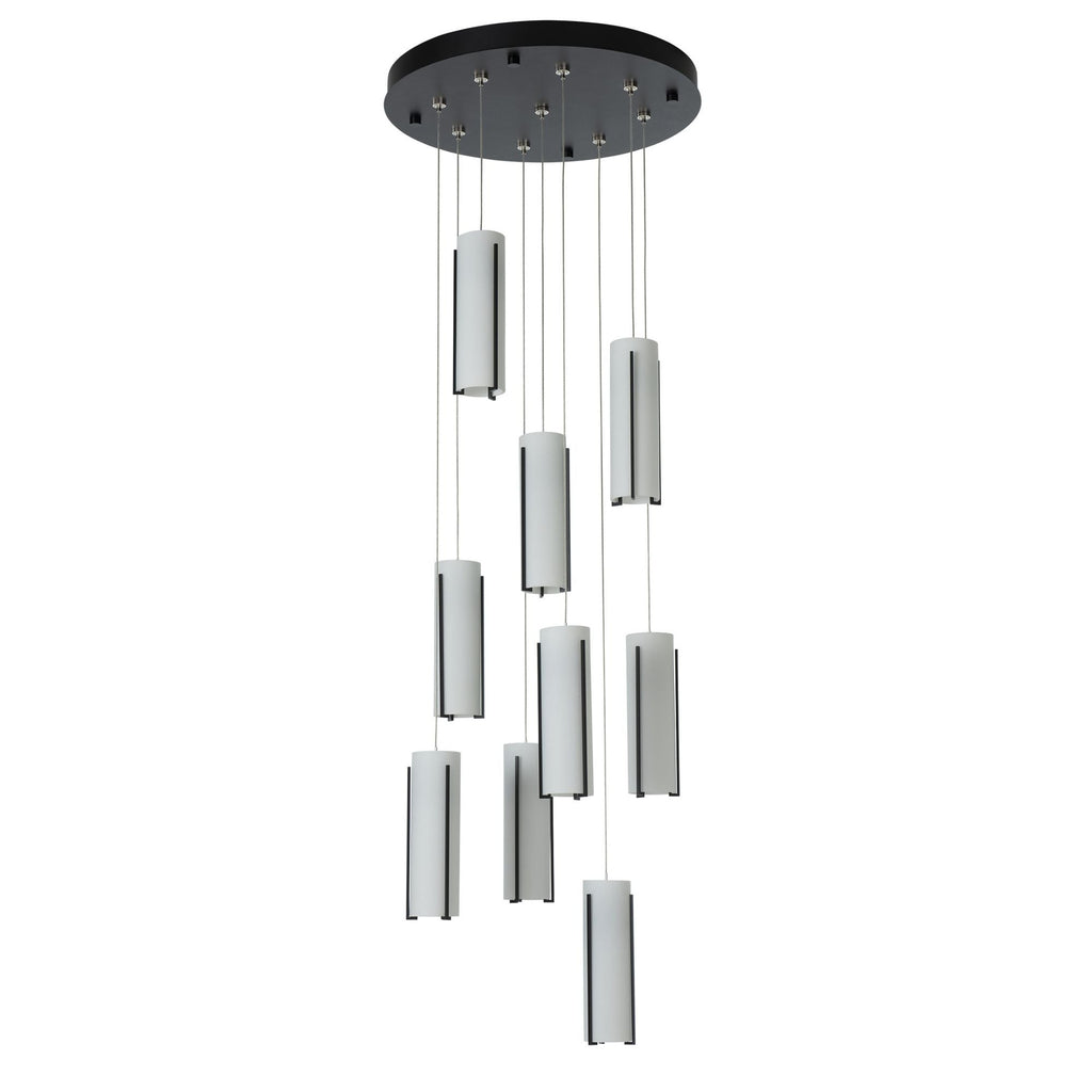 Exos Glass 9-Light Pendant 9-Light Opal Glass (GG) in Black