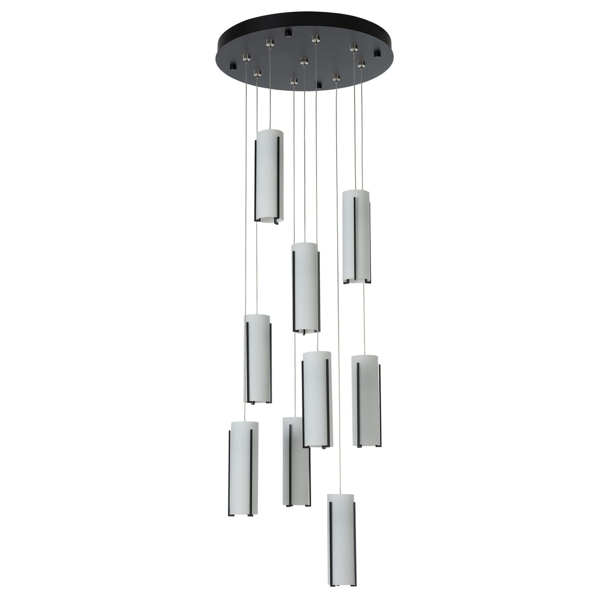 Exos Glass 9-Light Pendant 9-Light Opal Glass (GG) in Black