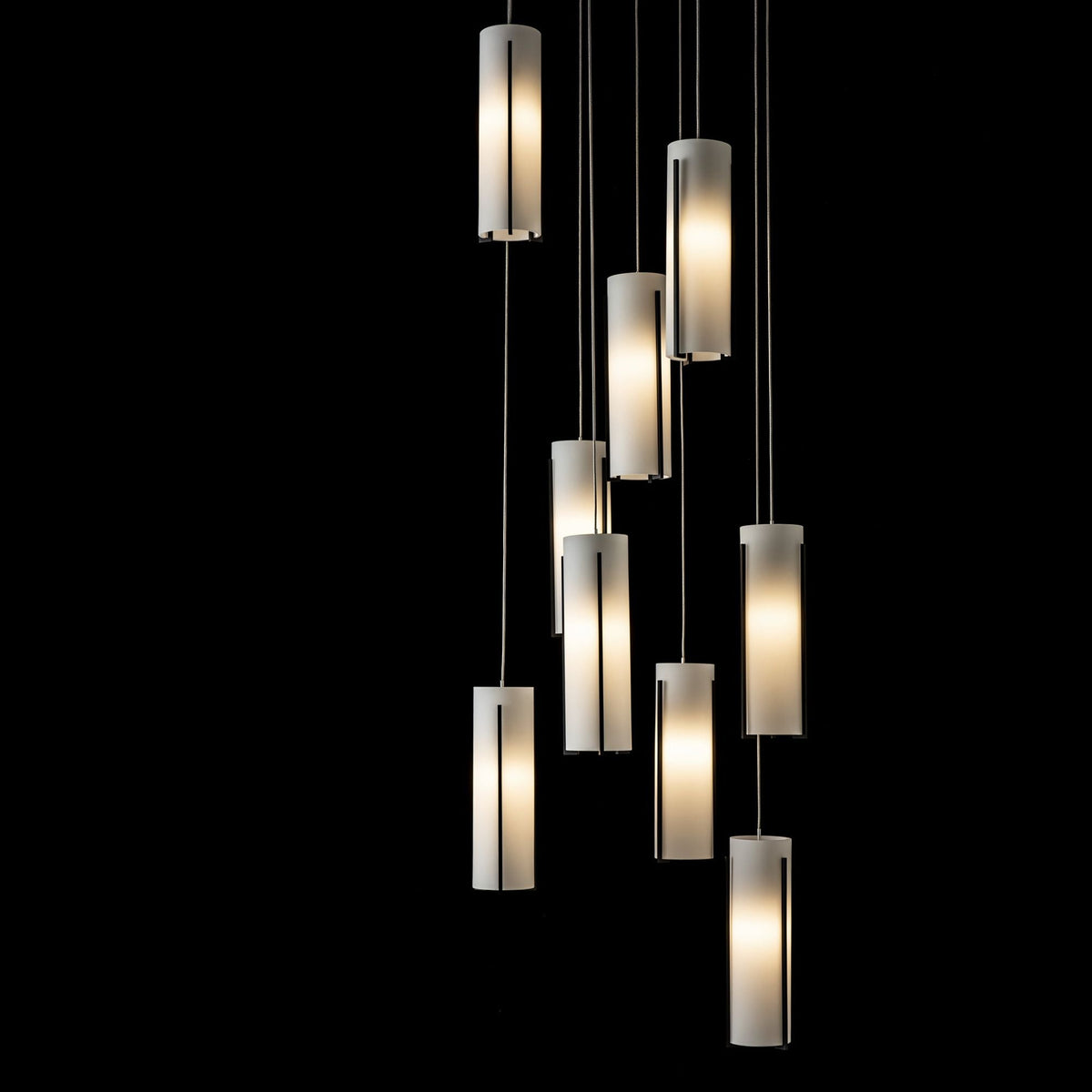 Exos Glass 9-Light Pendant 9-Light Opal Glass (GG) in Black