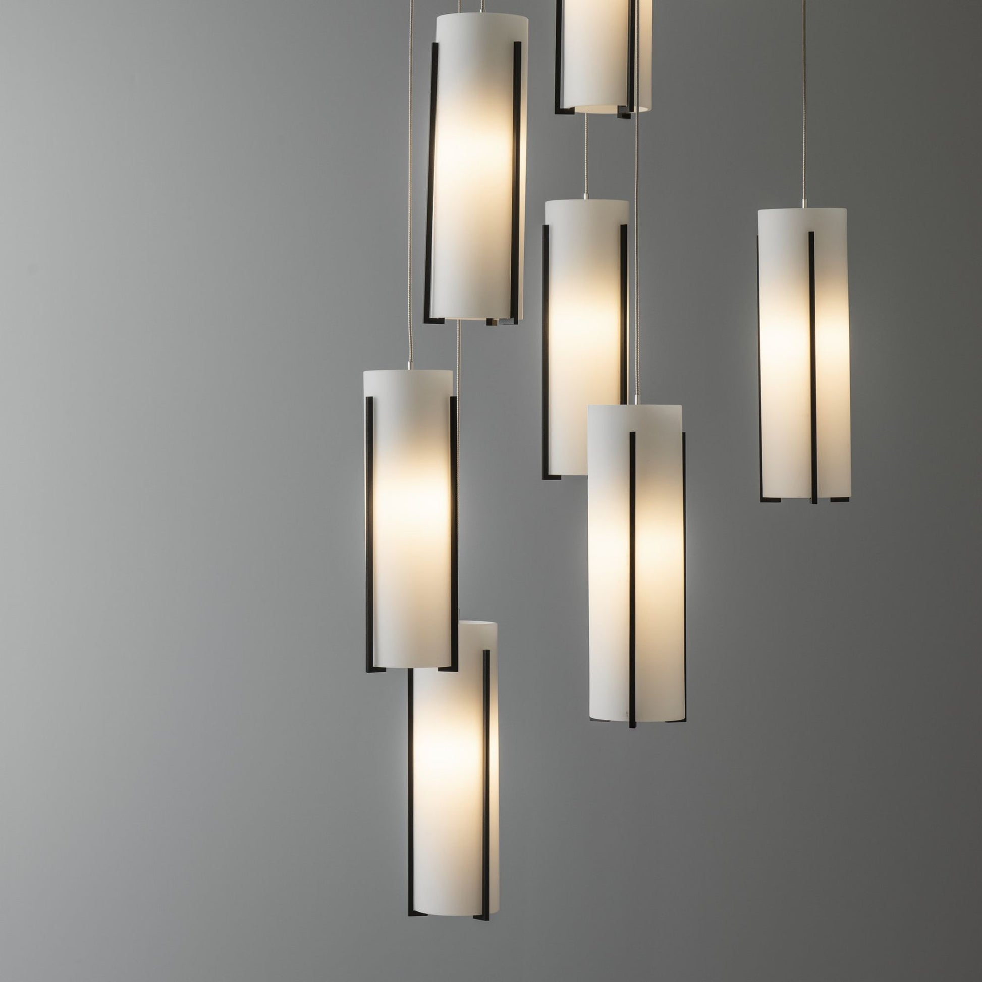 Exos Glass 9-Light Pendant 9-Light Opal Glass (GG) in Black