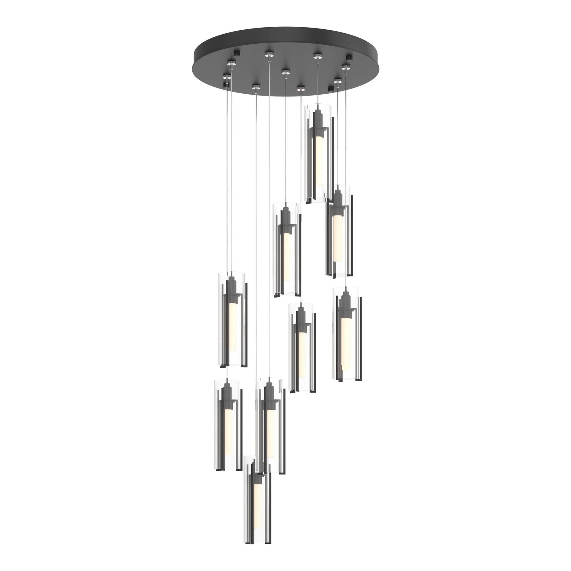 Exos Glass 9-Light Pendant 9-Light Clear Glass (ZM) in Black