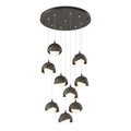 Brooklyn 9-Light Double Shade Pendant 9-Light Dark Smoke Accent Opal Glass (GG) in Dark Smoke