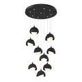 Brooklyn 9-Light Double Shade Pendant 9-Light Black Accent Opal Glass (GG) in Black