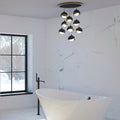 Brooklyn 9-Light Double Shade Pendant 9-Light Modern Brass Accent Opal Glass (GG) in Black