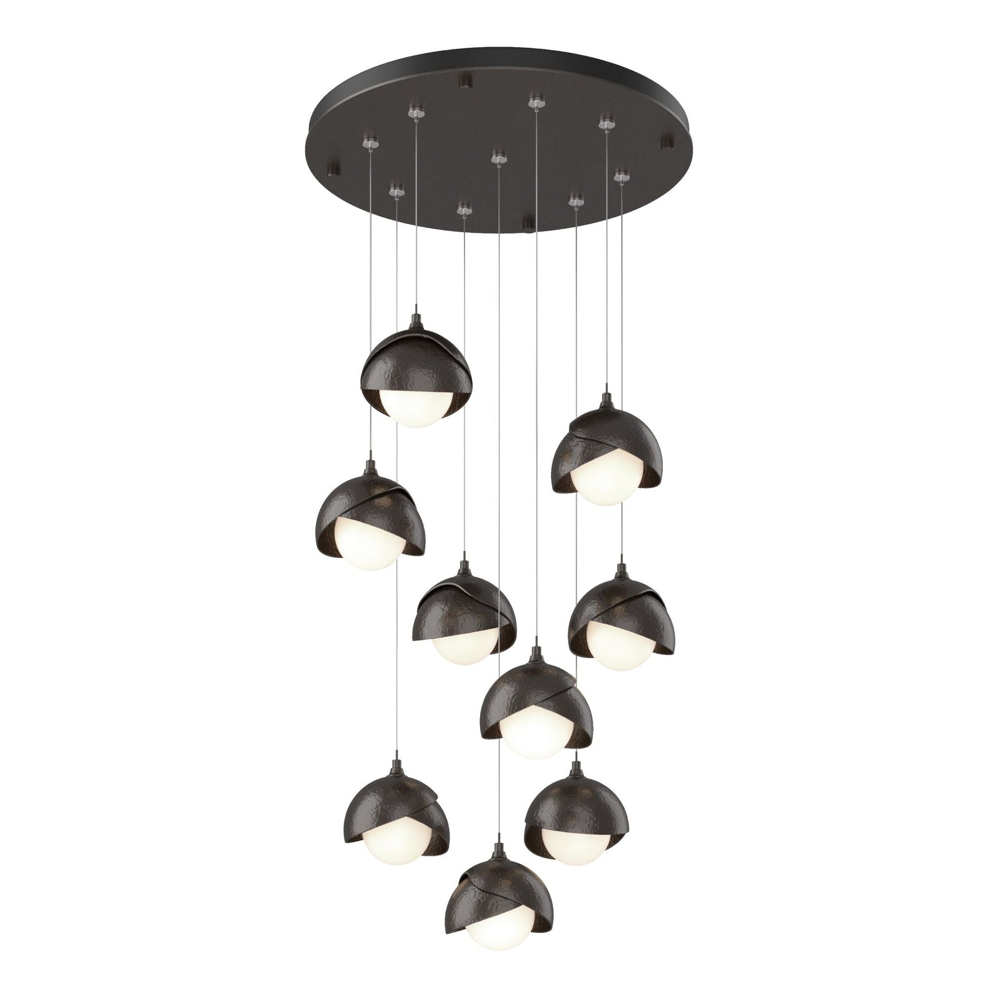 Brooklyn 9-Light Double Shade Pendant 9-Light Oil Rubbed Bronze Accent Opal Glass (GG) in Oil Rubbed Bronze