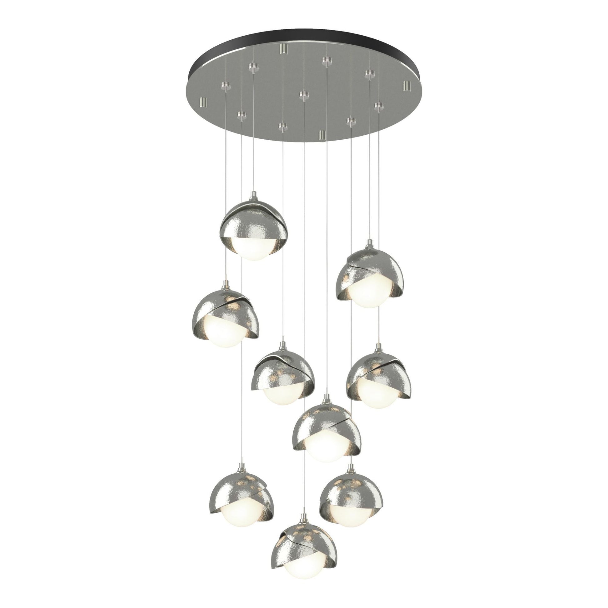 Brooklyn 9-Light Double Shade Pendant 9-Light Sterling Accent Opal Glass (GG) in Sterling