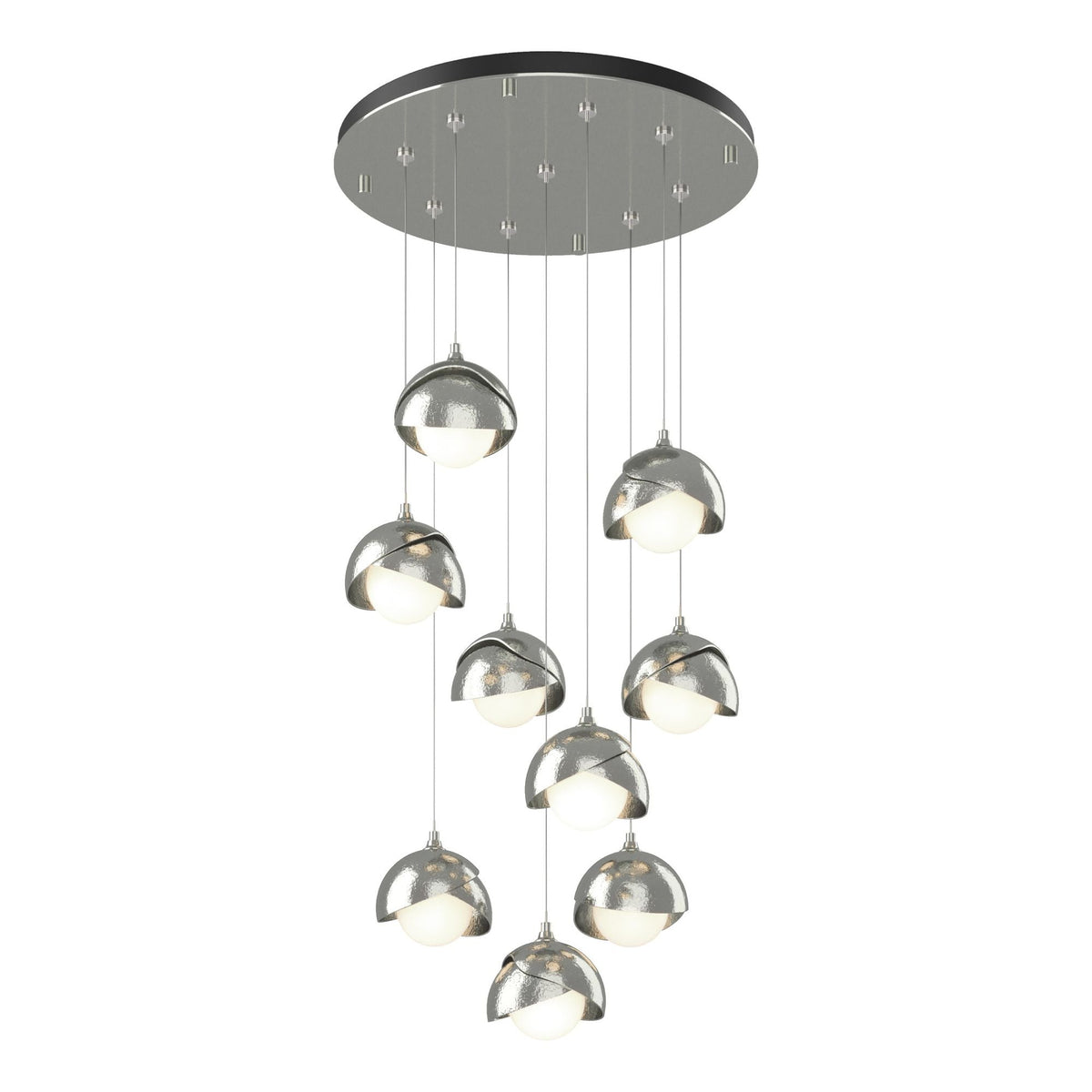 Brooklyn 9-Light Double Shade Pendant 9-Light Sterling Accent Opal Glass (GG) in Sterling