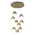 Brooklyn 9-Light Double Shade Pendant 9-Light Modern Brass Accent Opal Glass (GG) in Modern Brass