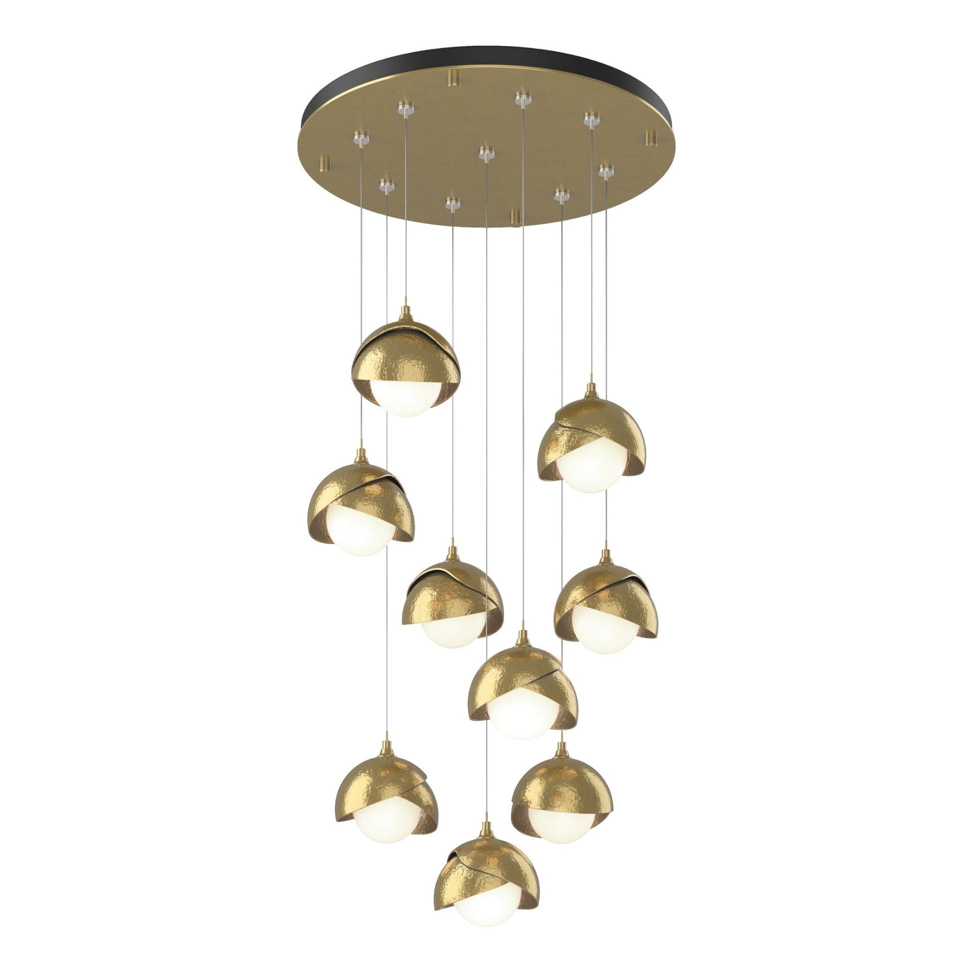 Brooklyn 9-Light Double Shade Pendant 9-Light Modern Brass Accent Opal Glass (GG) in Modern Brass