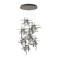 Tura 9-Light Seeded Glass Pendant 9-Light Seeded Clear Glass (II) in Dark Smoke