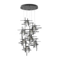 Tura 9-Light Seeded Glass Pendant 9-Light Seeded Clear Glass (II) in Black